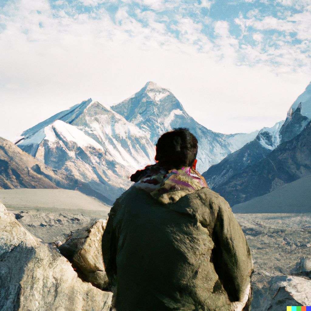 someone gazing at Mount Everest, photograph taken on Kodak Gold 200 film
